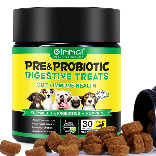 Oimmal 30 Soft Chews Digestive & Gut Health Support Natural Pet Food Supplement Dog Treats Snacks Probiotic Soft Chews for Pet