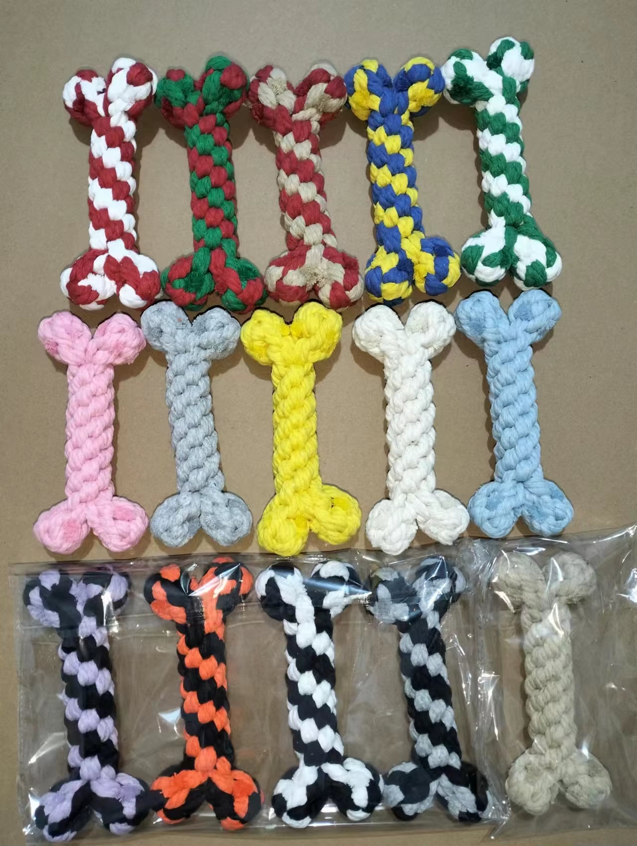 Wholesale Custom Pet Dog Chew Toys Teeth Cleaning Durable Luxury Cotton Bone Interactive Small Pet Dog Chew Rope Toys for Dogs