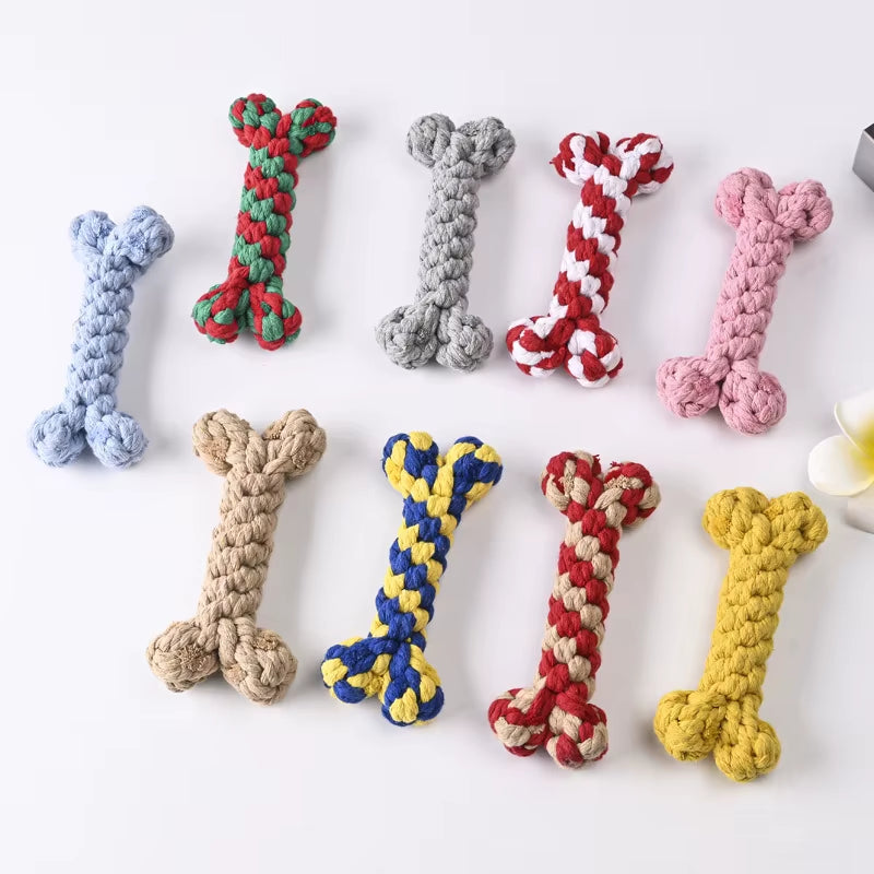 Wholesale Custom Pet Dog Chew Toys Teeth Cleaning Durable Luxury Cotton Bone Interactive Small Pet Dog Chew Rope Toys for Dogs
