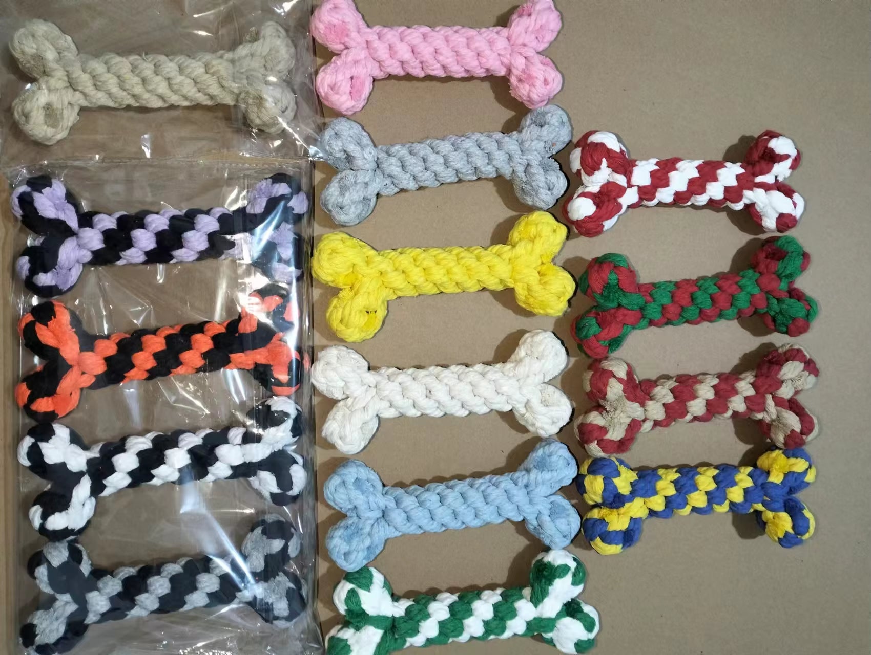 Wholesale Custom Pet Dog Chew Toys Teeth Cleaning Durable Luxury Cotton Bone Interactive Small Pet Dog Chew Rope Toys for Dogs