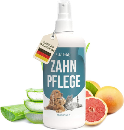 Petsly® Dentalspray Für Hunde & Katzen -250 Ml- Frische Minze - Kein Spülen Oder Bürsten - Gegen Zahnstein Und Schlechten Atem - Zahnpflege Hund & Katze Mit 3-Fach Wirkung